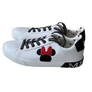 Ground Up Women's White Minnie Mouse Low-Top Court Sneakers Shoes Disney Size 8